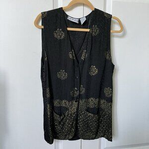 Y2K DIIK by K.V.M. Tunic Top Womens S Long Line Rayon Embroidered Boho